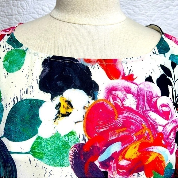 Orange Fashion Village Womens bright floral blouse, Size Large, #174 - Picture 2 of 12